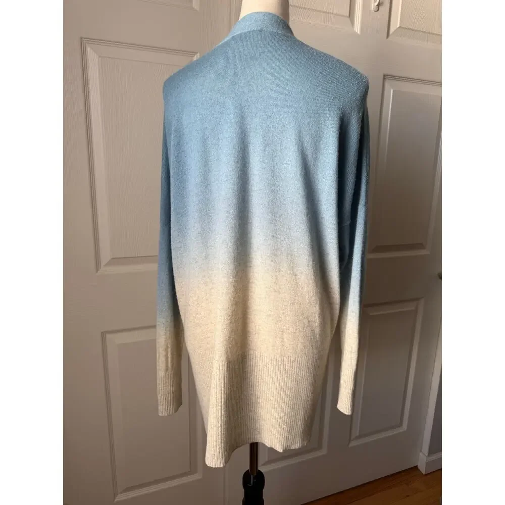 Vince Ombré Blue Cream Wool Cashmere Cocoon Cardigan Small Oversized Lagenlook